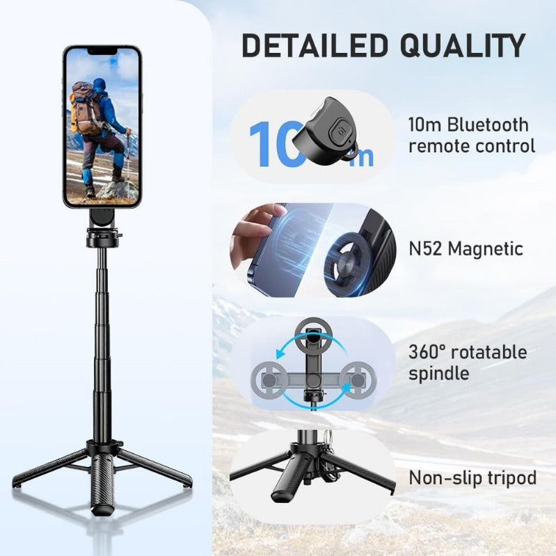 Pocket-sized MagSafe selfie tripod with Bluetooth remote