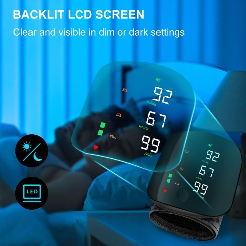 USB-C rechargeable wrist blood pressure monitor