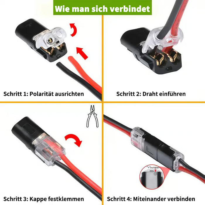 Dual-wire connectors with locking clip
