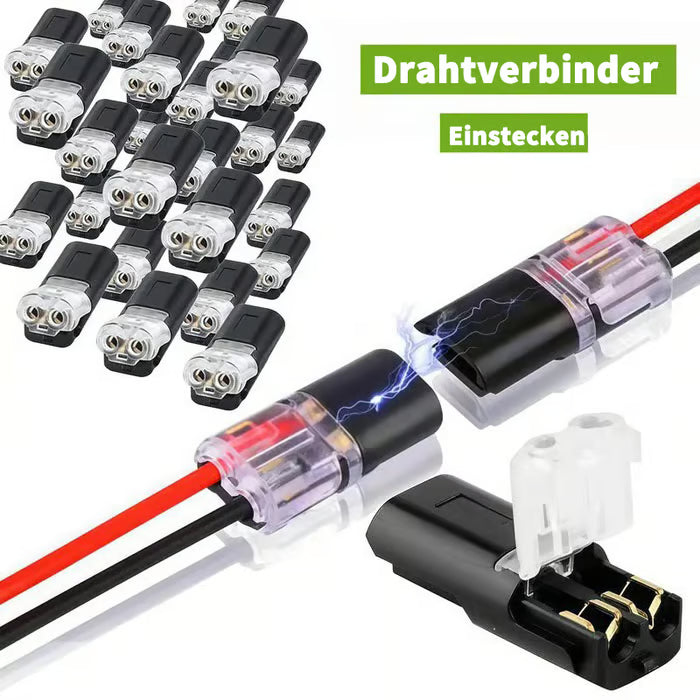 Dual-wire connectors with locking clip
