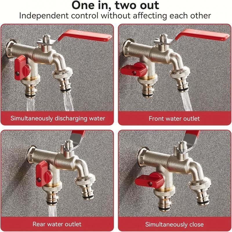 Universal garden tap with double outlet