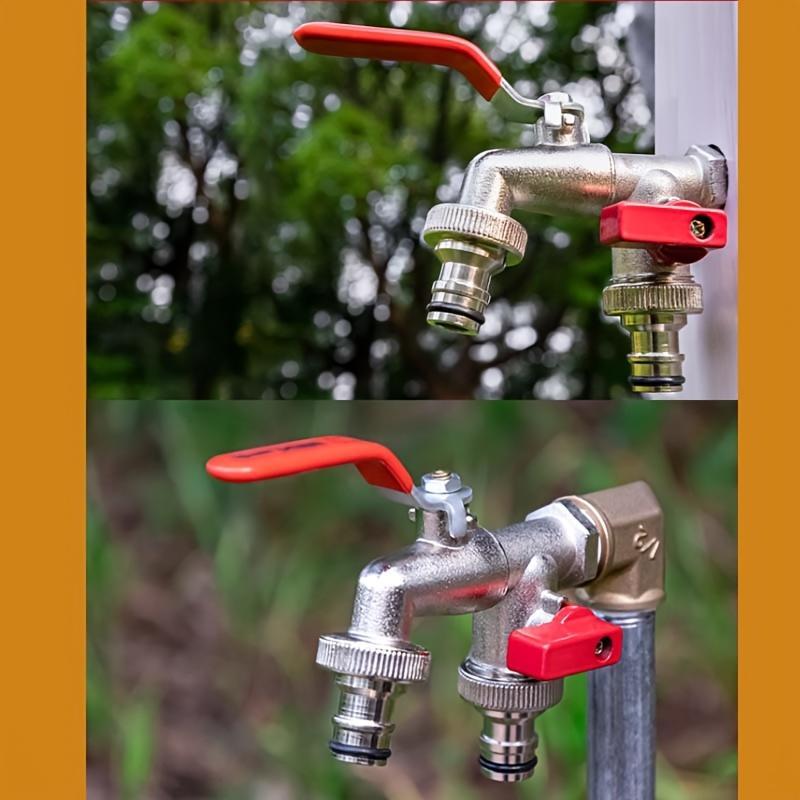 Universal garden tap with double outlet